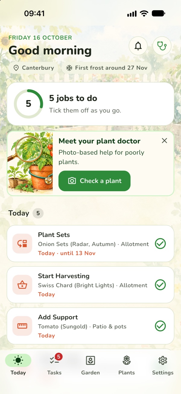 PlantSowGrow app: today's five garden jobs in Canterbury, the first frost date and the plant doctor